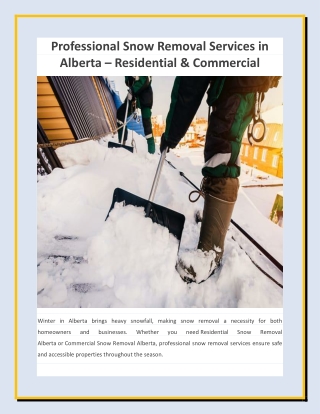 Professional Snow Removal Services in Alberta – Residential & Commercial