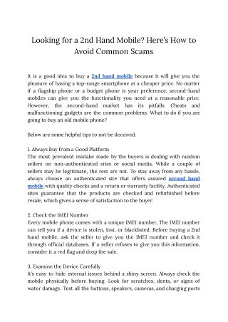 Looking for a 2nd Hand Mobile? Here’s How to Avoid Common Scams