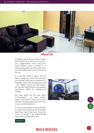 Best Boys Hostel in Lalpur, Ranchi - Sai Group of Hostel