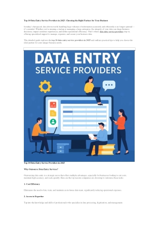 Top 10 Data Entry Service Providers in 2025