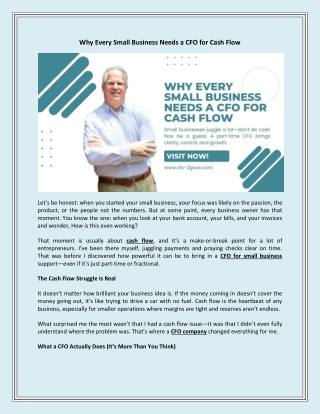 Why Every Small Business Needs a CFO for Cash Flow