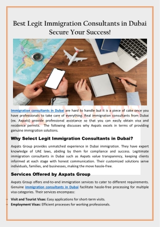 Best Legit Immigration Consultants in Dubai Secure Your Success!