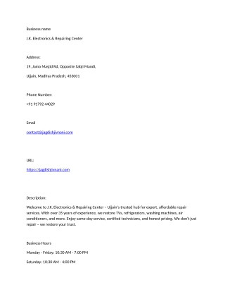 J.K. Electronics & Repairing Center