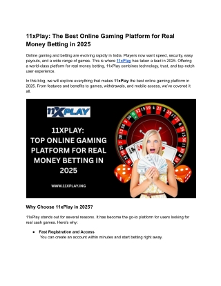 11xPlay The Best Online Gaming Platform for Real Money Betting in 2025