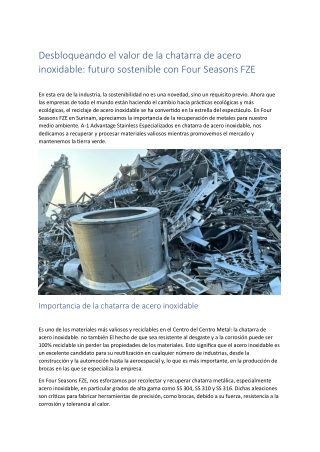 Desbloqueando el valor de la chatarra de acero inoxidable