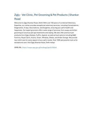 Zigly - Vet Clinic, Pet Grooming & Pet Products Shankar Road