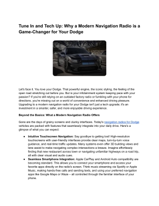 Tune In and Tech Up_ Why a Modern Navigation Radio is a Game-Changer for Your Dodge