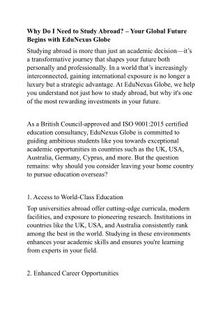 Why Do I Need to Study Abroad