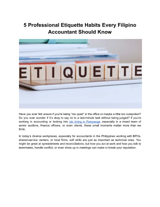5 Professional Etiquette Habits Every Filipino Accountant Should Know