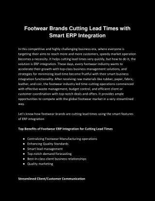 Footwear Brands Are Cutting Lead Times with Smart ERP Integration