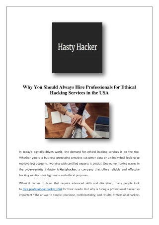 Hire A White Hat Hacker USA | Hastyhacker