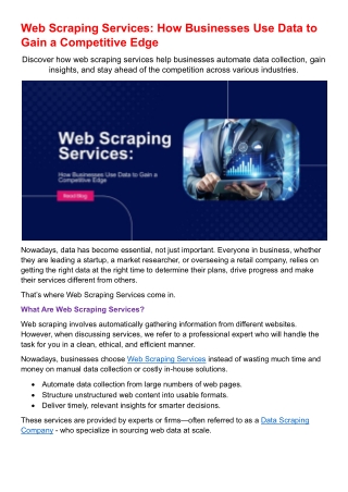 Web Scraping Services - How Businesses Use Data to Gain a Competitive Edge