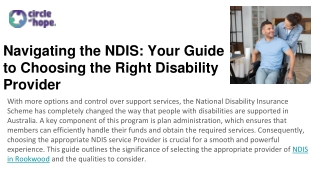 Navigating the NDIS - Your Guide to Choosing the Right Disability Provider