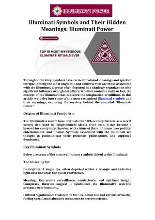 Illuminati Symbols and Their Hidden Meanings Illuminati Power