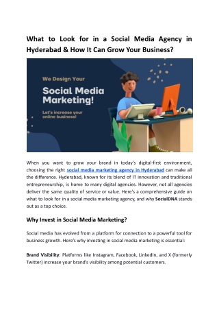What to Look for in a Social Media Agency in Hyderabad?