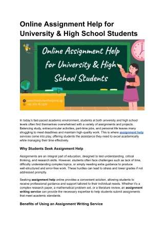 Online Assignment Help for University & High School Students