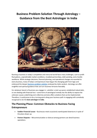 Business Problem Solution Through Astrology – Guidance from the Best Astrologer in India