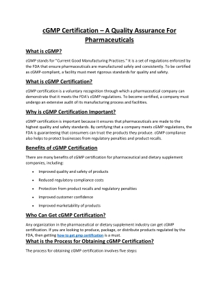how to get GMP Certification