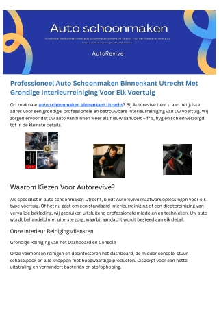 Interieur reinigen auto utrecht