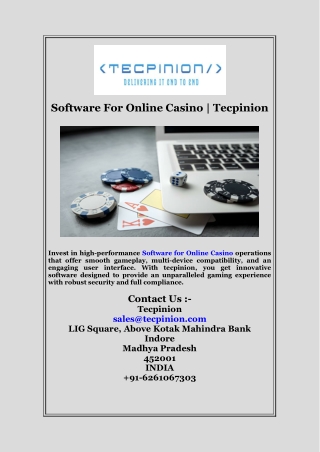 Software For Online Casino | Tecpinion