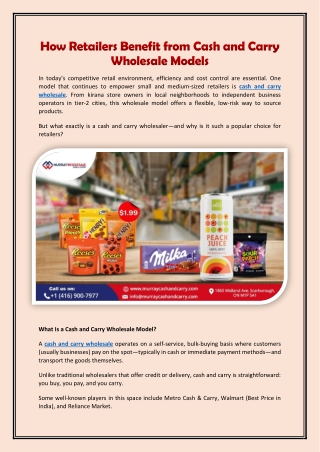 How Retailers Benefit from Cash and Carry Wholesale Models