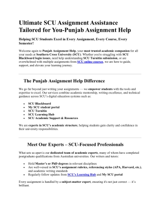 Ultimate SCU Assignment Assistance Tailored for You-Punjab Assignment Help