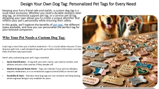 Design Your Own Dog Tag: Personalized Pet Tags for Every Need