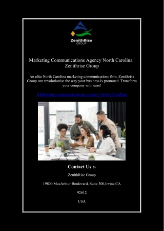 Marketing Communications Agency North Carolina | Zenithrise Group