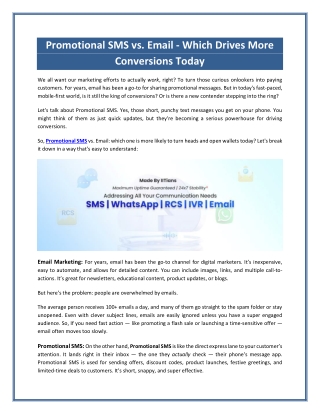 Promotional SMS vs. Email - Which Drives More Conversions Today