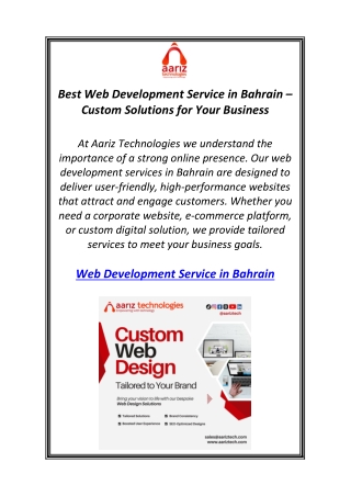 Best Web Development Service in Bahrain – Custom Solutions for Your Business
