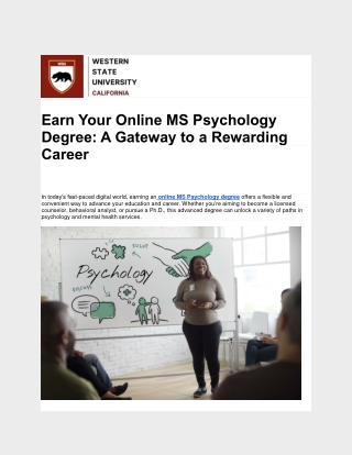 Earn Your Online MS Psychology Degree: A Gateway to a Rewarding Career