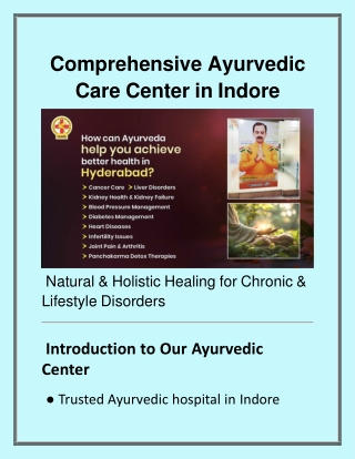 Comprehensive Ayurvedic Care Center in Indore