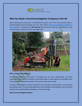 Why You Need a Ground Investigation Company in the UK