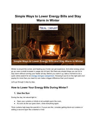 Simple Ways to Lower Energy Bills and Stay Warm in Winter