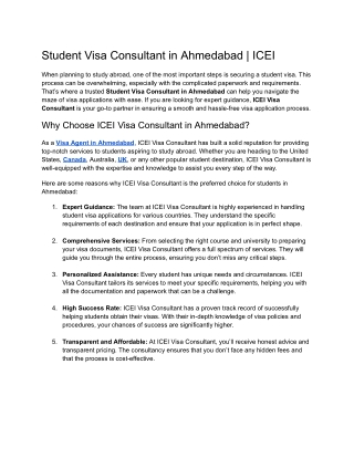 Student Visa Consultant in Ahmedabad | ICEI
