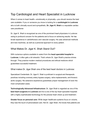 Top Cardiologist and Heart Specialist in Lucknow