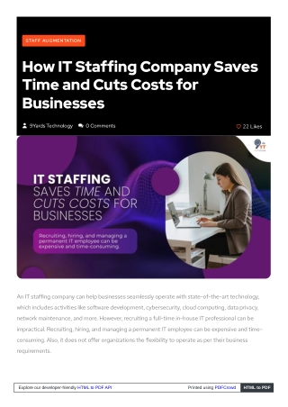 How an IT Staffing Company Helps Save Time & Reduce Costs