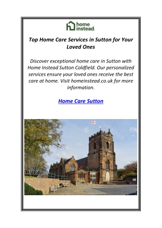 Top Home Care Services in Sutton for Your Loved Ones