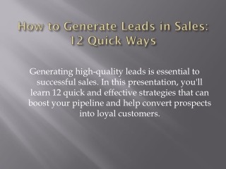 How to Generate Leads in Sales - 12 Quick Ways