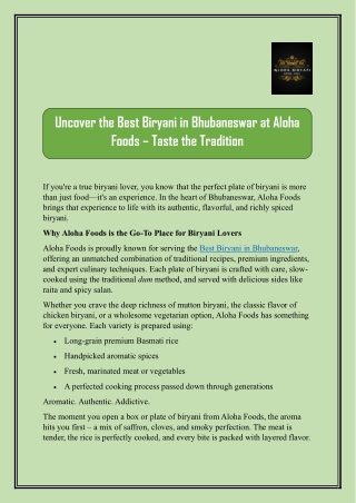 Best Biryani in Bhubaneswar