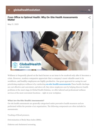 From Office to Optimal Health: Why On-Site Health Assessments Matter