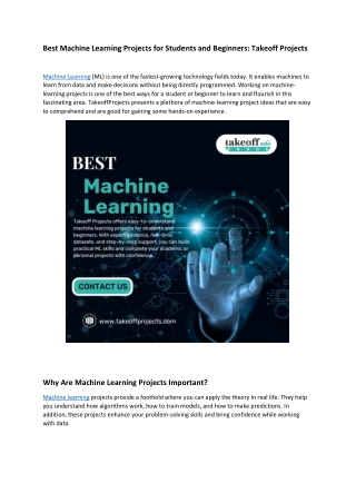 Best Machine Learning Projects for Students and Beginners Takeoff Projects