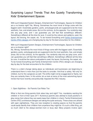 Surprising Layout Trends That Are Quietly Transforming Kids’ Entertainment Spaces