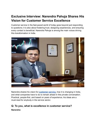 Exclusive Interview with Narendra Pahuja | Vision for Customer Service Excellenc