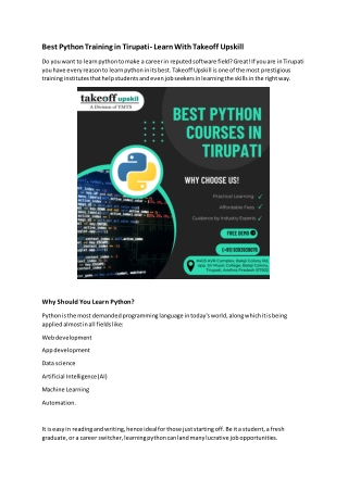 Best Python Training in Tirupati-takeoff upskill