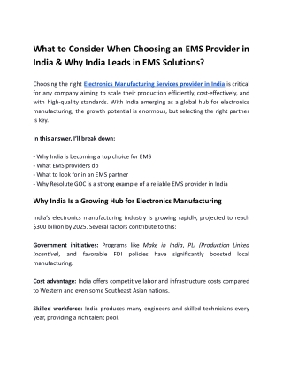 What to Consider When Choosing an EMS Provider in India & Why India Leads in EMS
