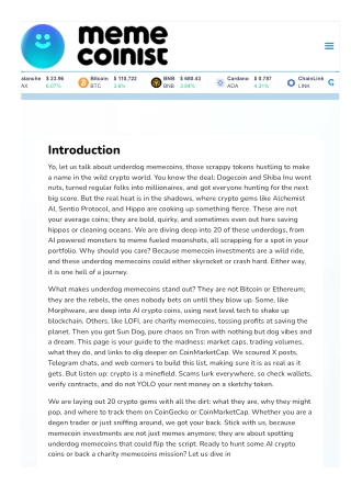 Underdog Memecoins