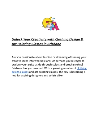 Unlock Your Creativity with Clothing Design & Art Painting Classes in Brisbane