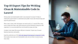 Top 10 Expert Tips for Writing Clean & Maintainable Code in Laravel