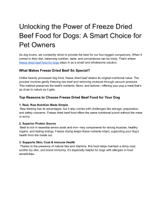 Unlocking the Power of Freeze Dried Beef Food for Dogs_ A Smart Choice for Pet Owners